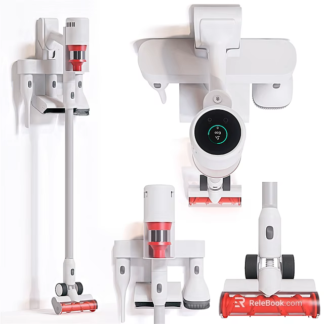 Modern Handheld Vacuum Cleaner With Multi functional Brush Attachments And Rechargeable Base 3d model 
