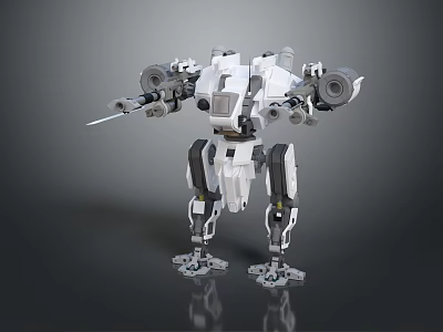 Futuristic Mechanical Character With Sword And Jointed Legs As Sci Fi Creature 3d model