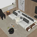 Modern Sectional Sofa With Round Coffee Table Light Gray Upholstery Throw Pillows And Rug