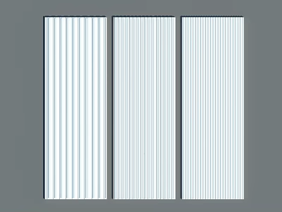 Three White Vertical Striped Wainscoting Panels for Home Decor 3d model