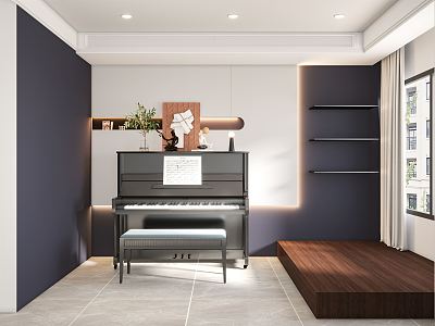 Modern Piano Room 3d model