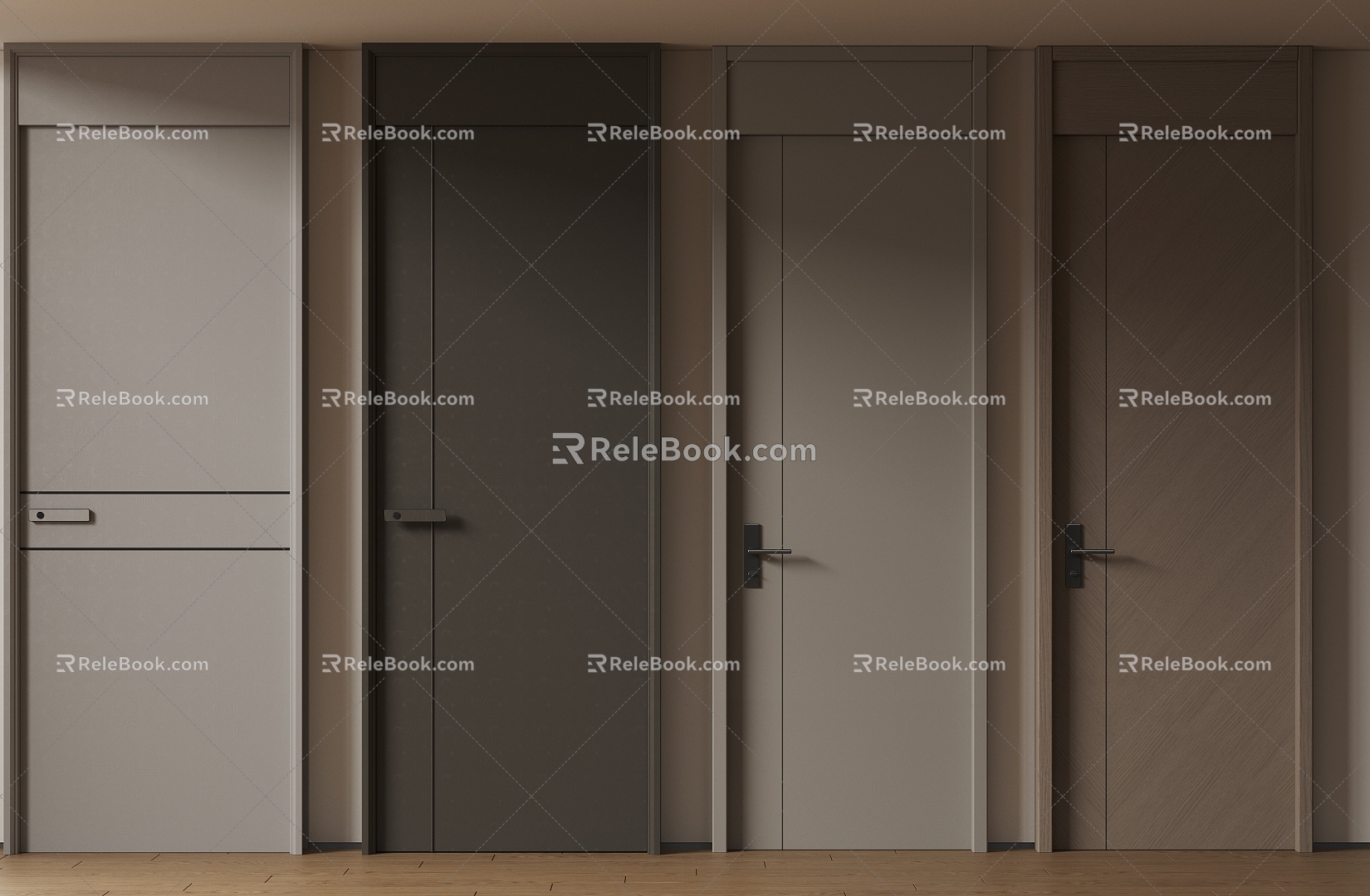 Modern Minimalist Single Door Room Door Bedroom Door Handler Door Flat Door Top Solid Wooden Door Kitchen Toilet Door Swing Door 3d model