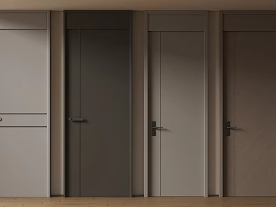 Modern Hinged Doors With Grey Beige And Wood Finishes For Home Interior 3d model