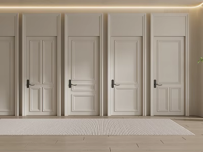 Light Colored Modern Hinged Doors With Paneled Design In Interior Setting 3d model