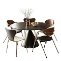 Modern Dining Table and Chair Combination Dining Chair Round Dining Table 3d model