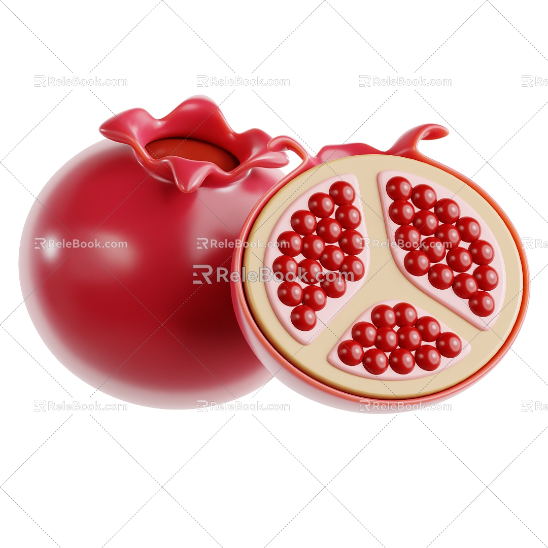 Modern Fruit Pomegranate Cartoon Fruit Cartoon Pomegranate 3d model