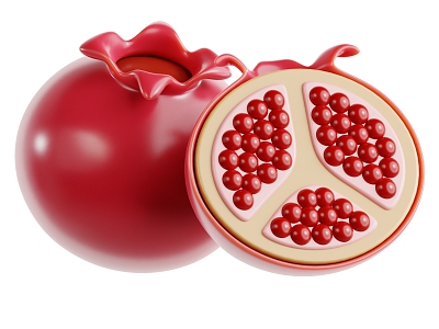 Modern Fruit Pomegranate Cartoon Fruit Cartoon Pomegranate 3d model