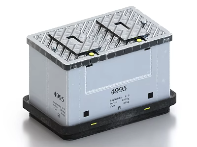 Gray Box Shaped Ceramic Container With Number 4995 Black Base And Grid Lid Design 3d model