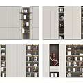 Modern Bookcase Interior Design With Multiple Shelves Storage Spaces Books And Decorative Items 3d model