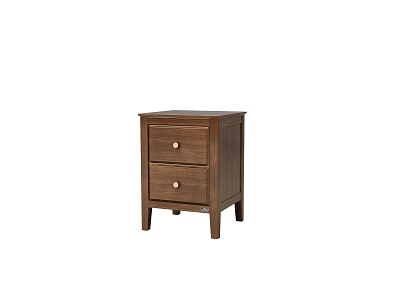 Wooden Nightstand With Two Drawers And Metal Knobs In Modern Design 3d model
