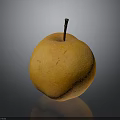 Fresh Orange Pear With Brown Stem On Black Background With Reflection