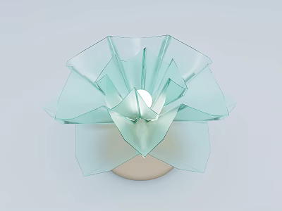 Modern Artistic Petal Shaped Glass Chandelier With Translucent Design And Light Base 3d model