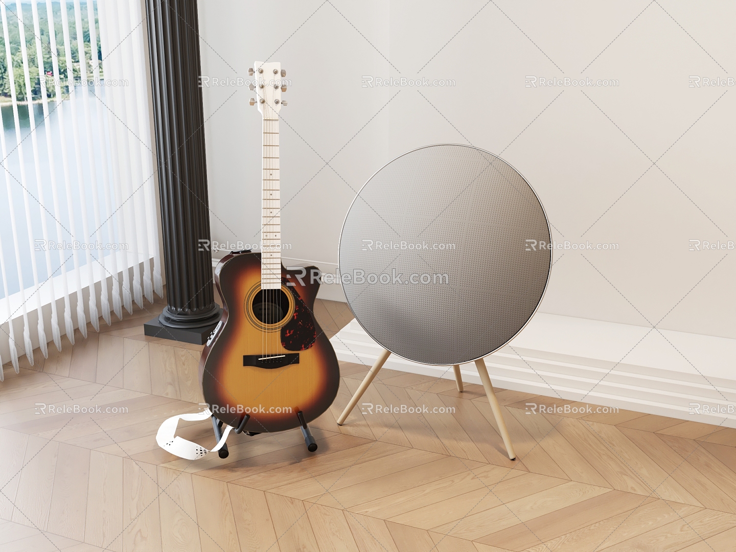 guitar musical instrument stereo bo stereo 3d model