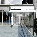 Biibii Store Modern Interior With White Counter Black Shelves Display Screen Tables And Chairs