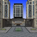 New Chinese-style Gate Community Building 3d model