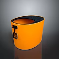 Functional Orange Trash Can With Black Lid And Side Handle Design 3d model