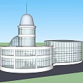 Modern Detached Villa With Glass Curtain Wall Curved Arch And Dome Tower