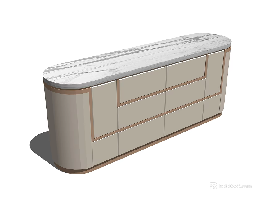 Modern TV Stand With Sleek Design And Marble Top Storage Drawers 3d model 