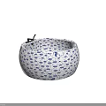 Stylish Round Blue And White Patterned Washbasins With Black Faucets 3d model