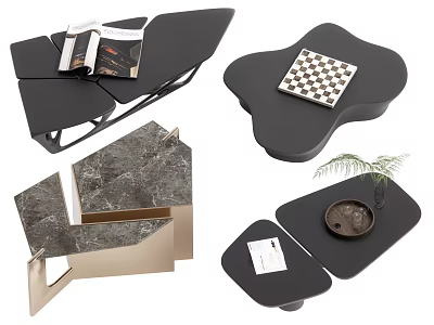 Stylish Modern Coffee Table Designs With Marble Tops Metal Frames And Decor Accents 3d model