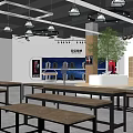 Modern Retail Store Interior With Product Displays Green Plant And Lighting Fixtures