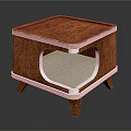 Modern Wooden Side Table With White Trim Cutout Detail And Wooden Legs