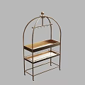 Two Tier Metal Serving Cart With Top Cup Holders Black Handle And Wheels