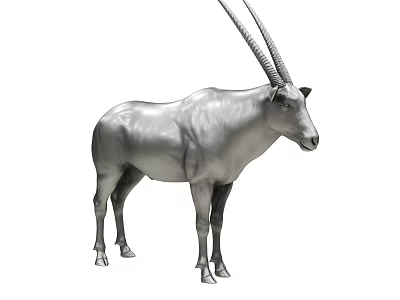 Detailed Gray Antelope 3D Rendering With Long Straight Horns And Smooth Body 3d model