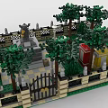 Lego Garden Scene With Trees Fence Gazebo Lamp Posts and Benches