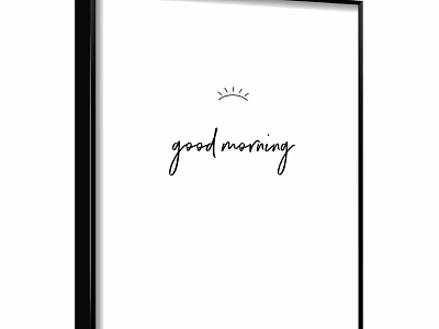 Good Morning Print With Sun Design In Black Frame Wall Art 3d model
