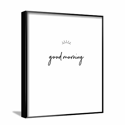 Good Morning Print With Sun Design In Black Frame Wall Art 3d model