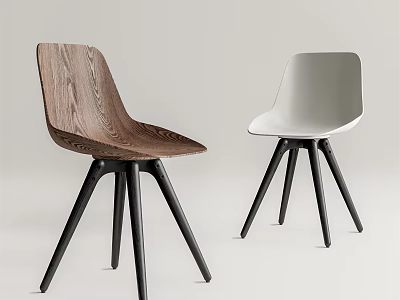 Modern Design Accent Chairs Featuring Wooden And White Frames With Black Legs 3d model