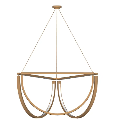 Modern Brass Chandelier With Circular Frame And Curved Metal Elements For Interior Design 3d model