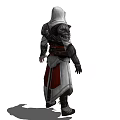 Game Movie Character In Hooded Red And White Robe With Ornate Belt Design