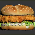 Delicious Chicken Burger with Sesame Bun Fried Chicken Patty Lettuce and Creamy Sauce