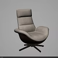 Beige Upholstered Accent Chair With High Curved Backrest And Brown Metal Legs Design