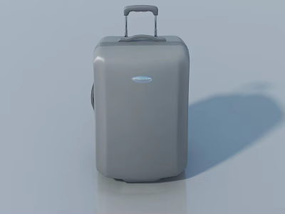 Gray Suitcase 3D Model With Handle And Rolling Wheels For Travel Luggage 3d model