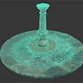 Ornate Stone Column With Carved Base On Circular Dark Textured Pavement 3d model