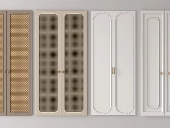 French Style Door Panel Antique Cabinet Door Cream Door Panel Rattan Cabinet Door 3d model