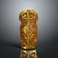 Ancient Golden Decorative Weapon With Intricate Carved Patterns And Traditional Design