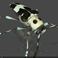 Black And White Reptile With Blue Legs On Gray Background Displaying Unique Body Patterns