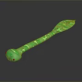 Green Bio Inspired Snake Themed Decorative Figurine With Elongated Body And Glossy Patterns