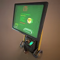 Industrial Computer Terminals With Screens On Stands And Cables In Industrial Design