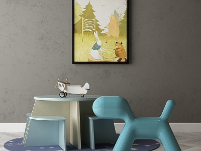Children's table and chair combination 3d model