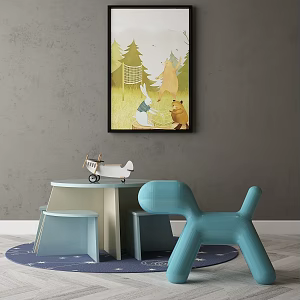 Children's table and chair combination 3d model