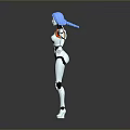 Children Friendly Humanoid Robot Toy With Blue Hair White Body And Orange Details