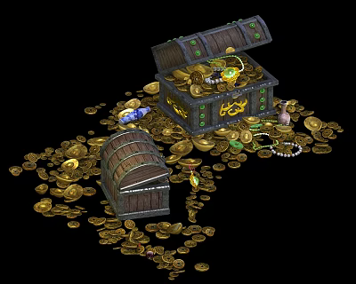 Luxury Jewelry Accessories In Open Treasure Chests With Spilled Gold Coins 3d model Luxury Jewelry Accessories In Open Treasure Chests With Spilled Gold Coins 3d model