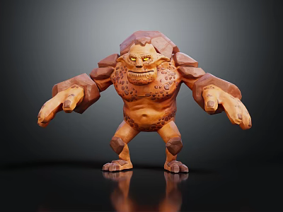 Muscular Stone Fantasy Creature 3D Model With Rugged Surface And Fierce Expression 3d model