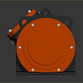 Industrial Gear Motor With Black Body Red Components And Bolted Metal Construction