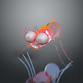 3D Rendered Sci Fi Fantasy Game Movie Character With Large Eyes Red Orange Details